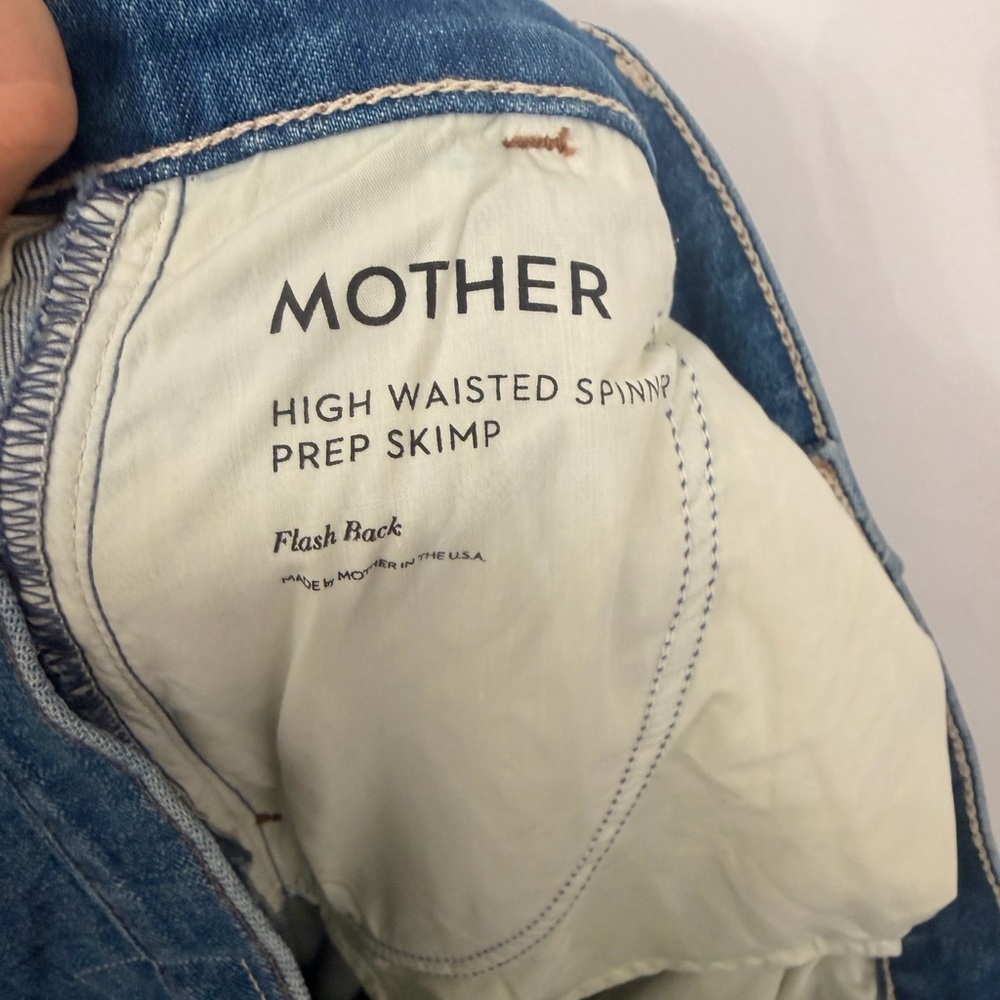 MOTHER Superior High Waisted Spinner Prep Skimp Flash Back Blue Size 33 - Picture 6 of 13